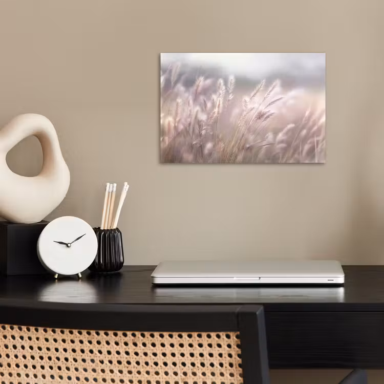 Graspluimen - Wind - Beige - Mistig poster papier klein -sfeer1
