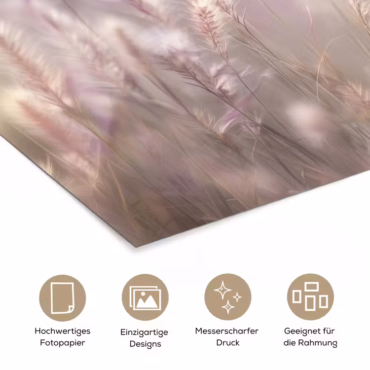 Graspluimen - Wind - Beige - Mistig poster papier klein -tcloseup_DE