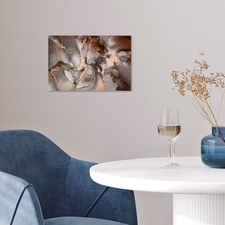 Grijs - Goud - Marmer - Marmerlook poster papier klein -sfeer3