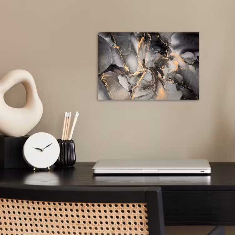 Grijs - Luxe - Goud - Marmer poster papier klein -sfeer1