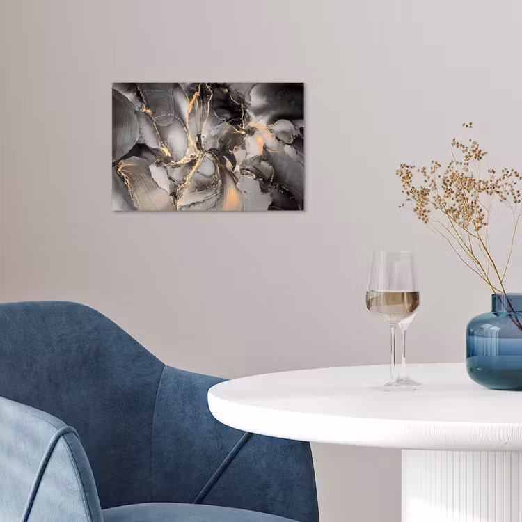 Grijs - Luxe - Goud - Marmer poster papier klein -sfeer3
