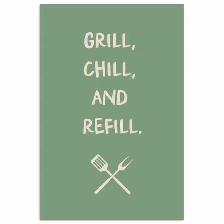 Grill - Groen - Zomer - Quote poster papier klein -3d