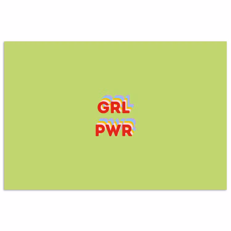 Grl pwr - Groen - Rood - 3D poster papier klein -3d