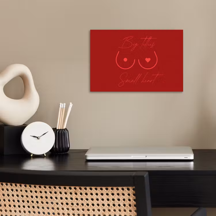 Big titties small heart - Rood - Hart poster papier klein -sfeer1
