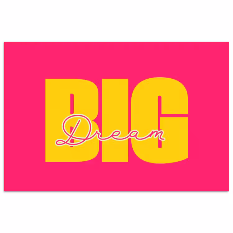 Dream big - Roze - Geel - Minimalistisch poster papier klein -3d
