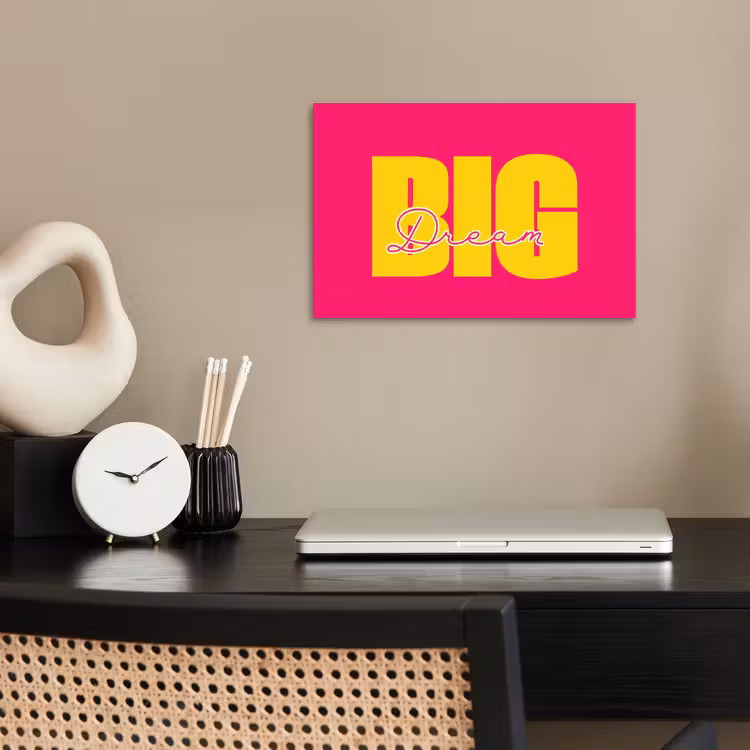 Dream big - Roze - Geel - Minimalistisch poster papier klein -sfeer1