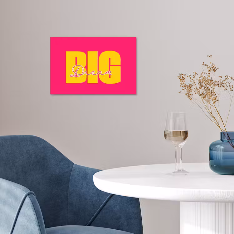 Dream big - Roze - Geel - Minimalistisch poster papier klein -sfeer3
