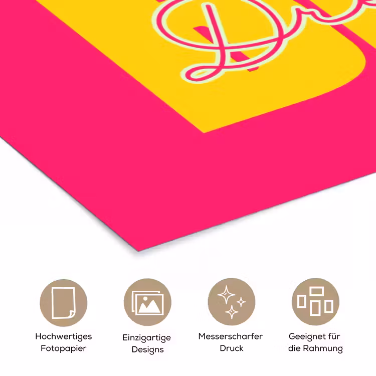 Dream big - Roze - Geel - Minimalistisch poster papier klein -tcloseup_DE