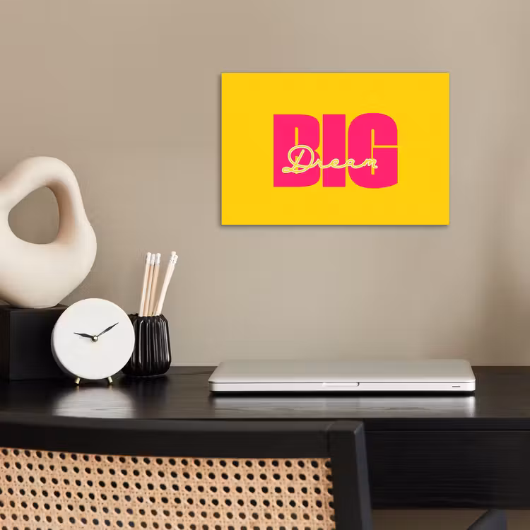 Dream big - Geel - Roze poster papier klein -sfeer1
