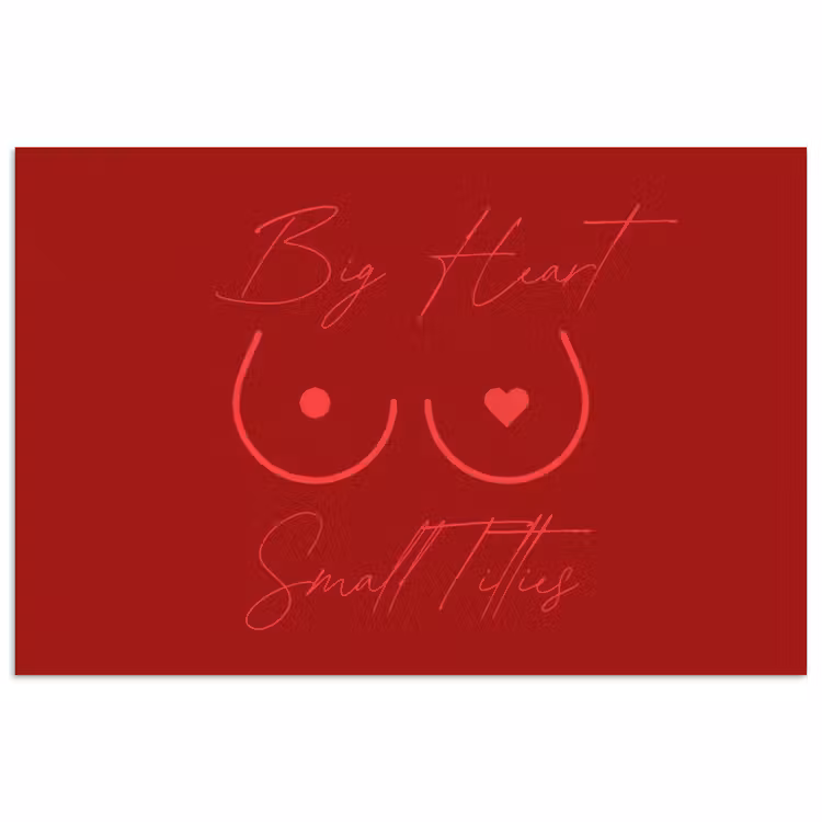 big heart small titties - Hart - Rood poster papier klein -3d