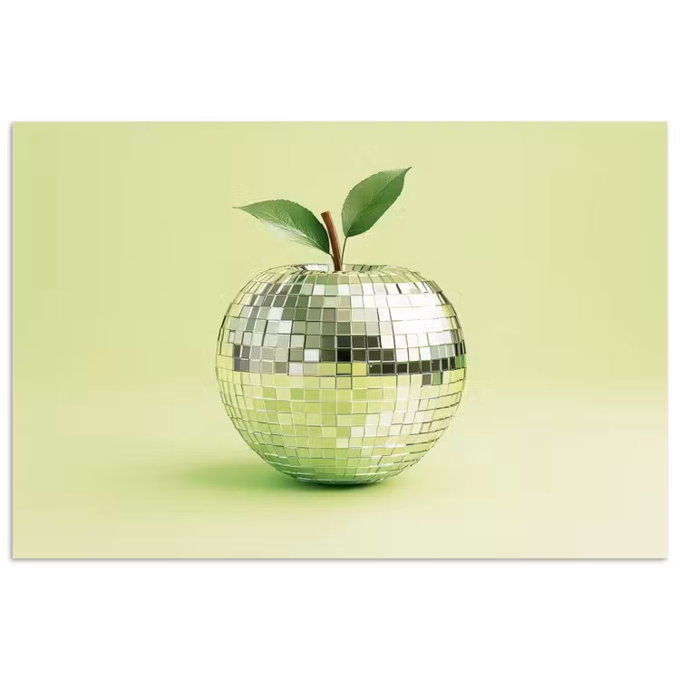 Groen - Disco - Decoratie - Appel poster papier klein -3d