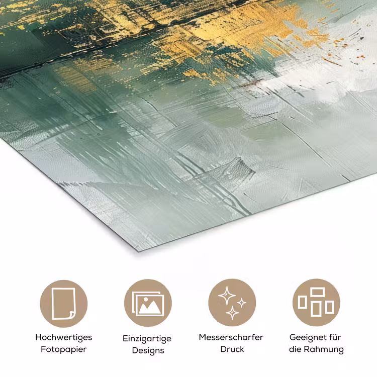 Groen - Modern - Abstract - Goud poster papier klein -tcloseup_DE
