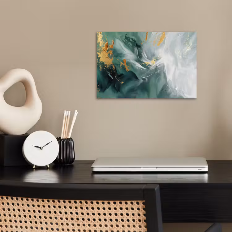 Groen - Modern - Marmer - Abstract poster papier klein -sfeer1