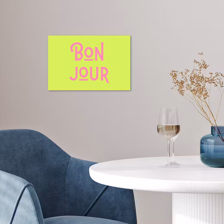 Groen - Roze bonjour - art-deco poster papier klein -sfeer3