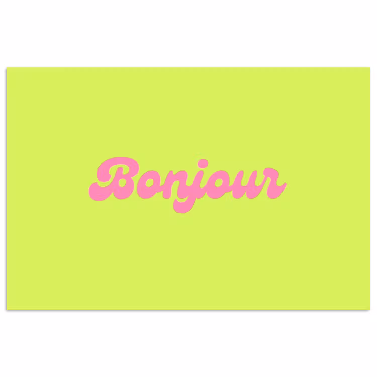 Groen - Roze bonjour - Retro poster papier klein -3d