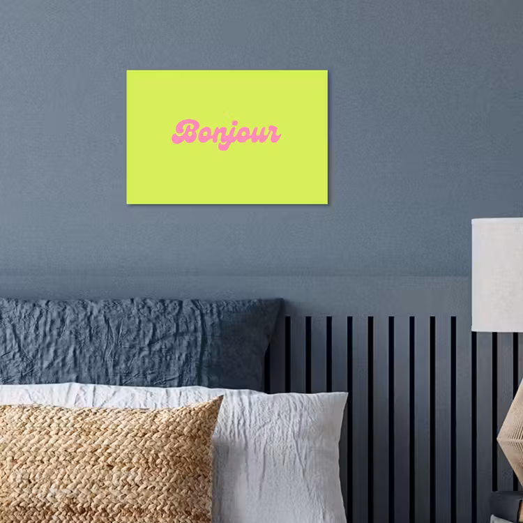 Groen - Roze bonjour - Retro poster papier klein -sfeer2