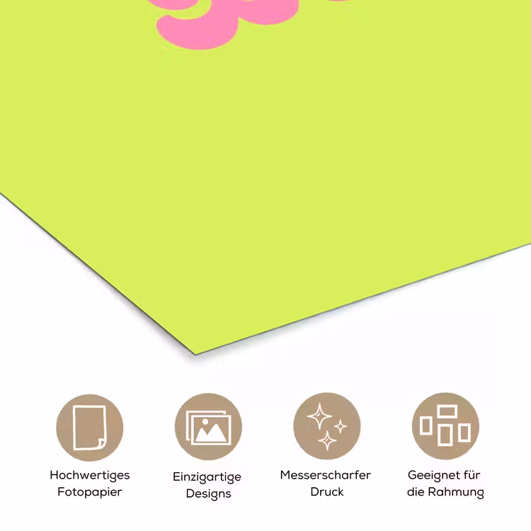 Groen - Roze bonjour - Retro poster papier klein -tcloseup_DE