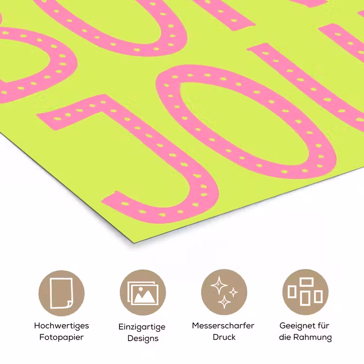 Groen - Smiley - Bonjour - Roze poster papier klein -tcloseup_DE