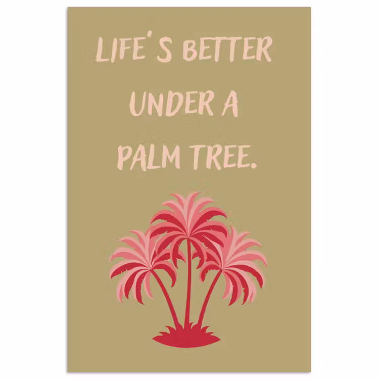 Groen - Zomer - Quote - Palmboom poster papier klein -3d