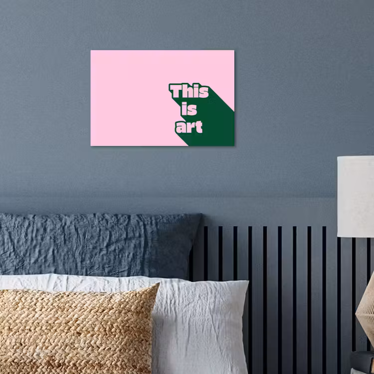 Groen - Teskt - This is art - Roze poster papier klein -sfeer2