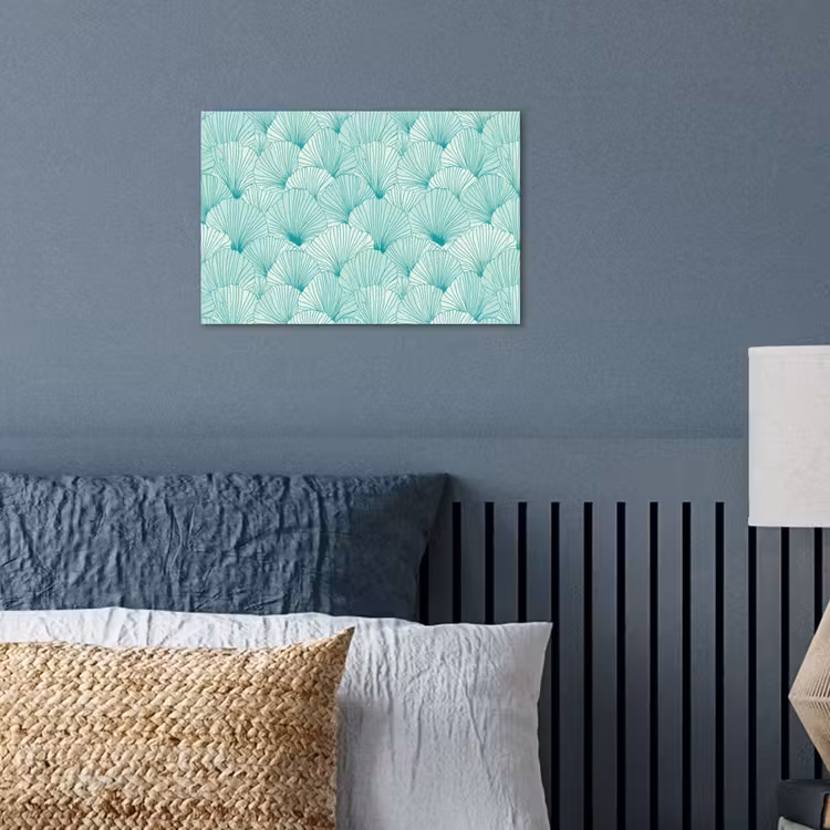 Groen - Wit - Ginko - Getekend - Textuur poster papier klein 62 -sfeer2
