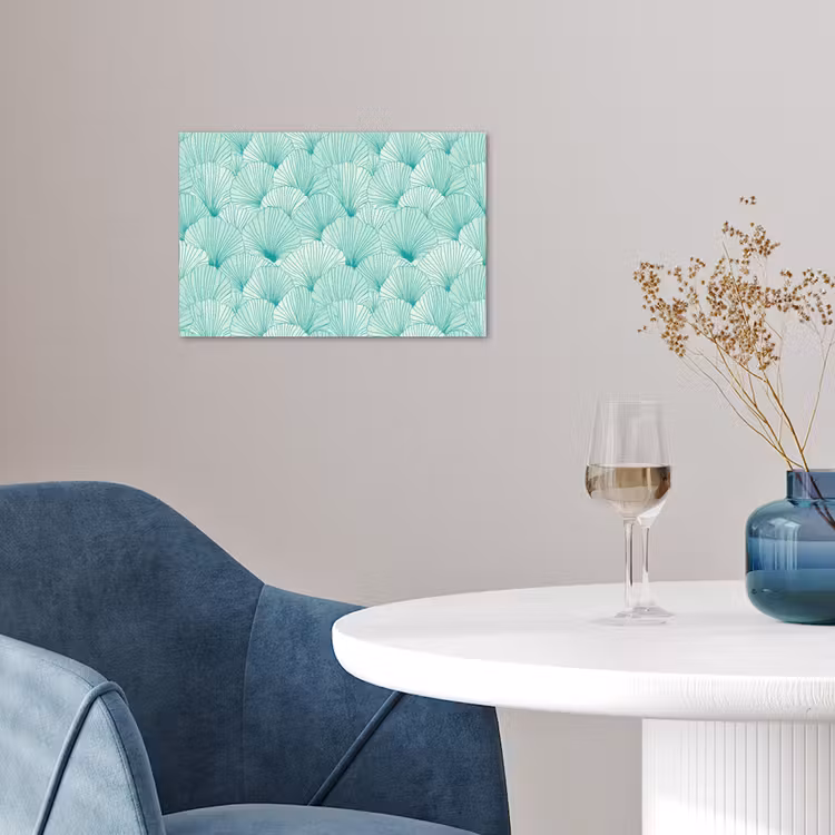Groen - Wit - Ginko - Getekend - Textuur poster papier klein 62 -sfeer3