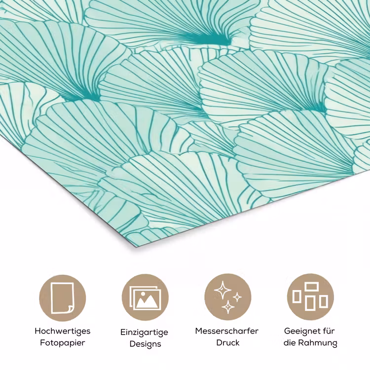 Groen - Wit - Ginko - Getekend - Textuur poster papier klein 62 -tcloseup_DE
