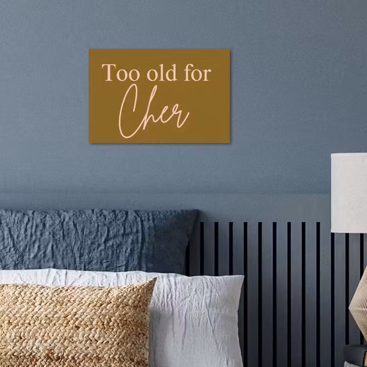 Groen - Too old for cher - Roze poster papier klein -sfeer2