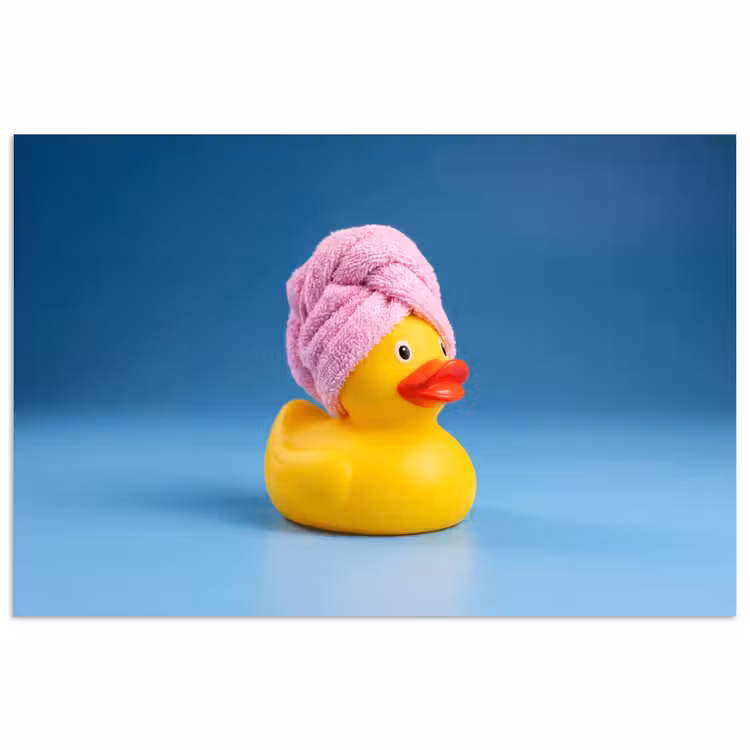 Badeend - Handdoek - Blauw poster papier klein -3d