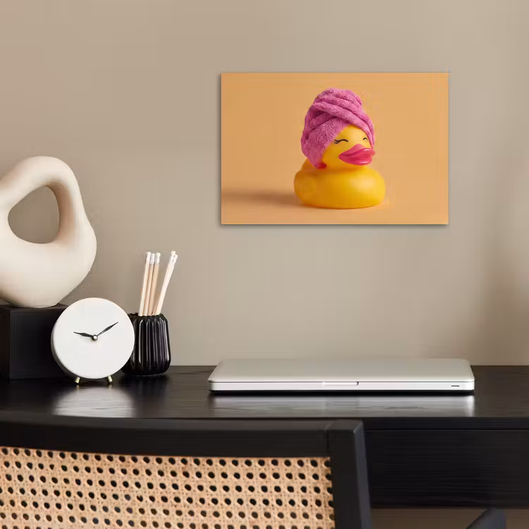Badeend - Handdoek - Kleurrijk poster papier klein -sfeer1