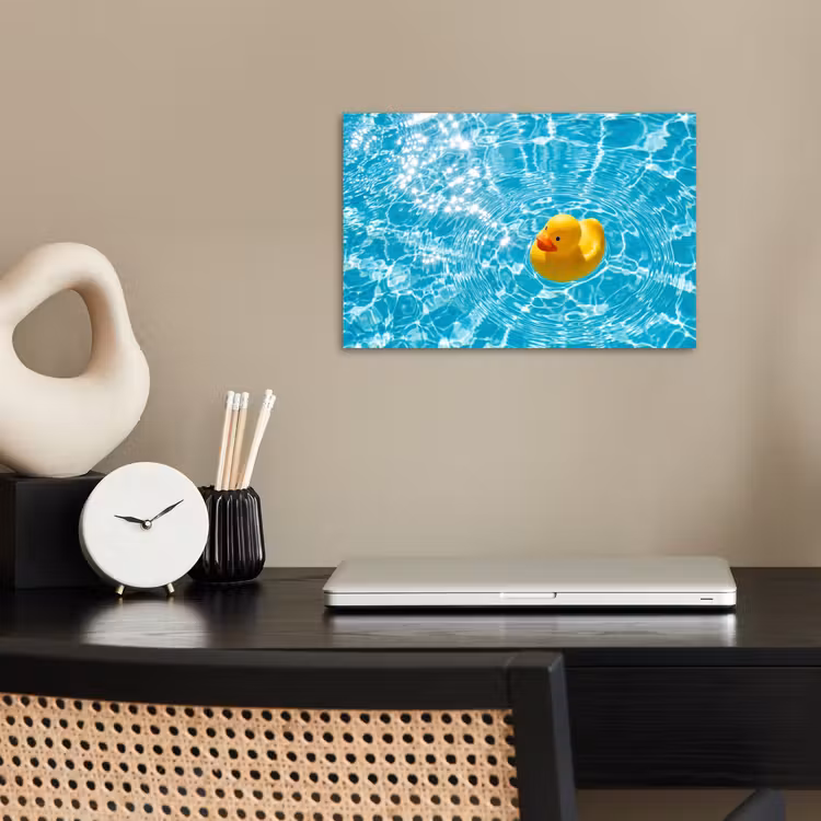 Badeend - Dobberen - Blauw poster papier klein -sfeer1