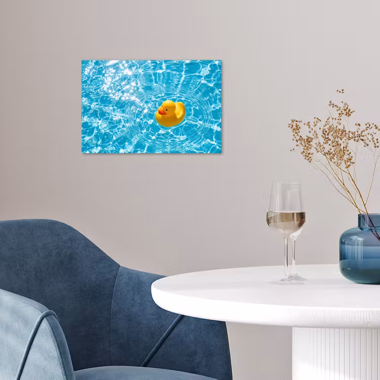 Badeend - Dobberen - Blauw poster papier klein -sfeer3
