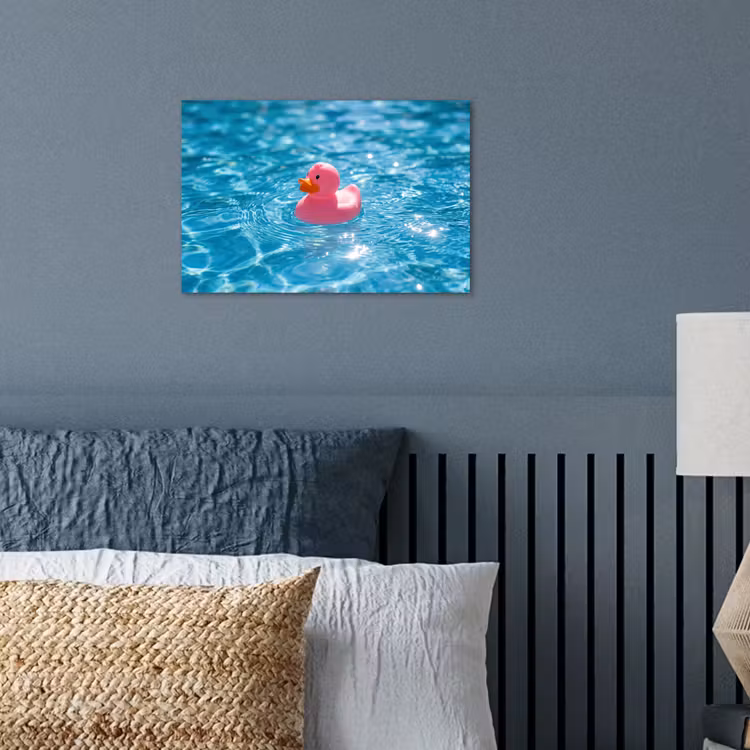 Badeend - Dobberend - Roze poster papier klein -sfeer2