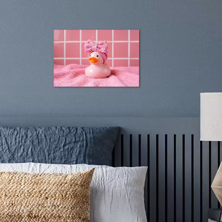 Badeend -Strik - Roze poster papier klein -sfeer2