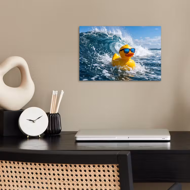 Badeend - Stoer - Golven poster papier klein -sfeer1