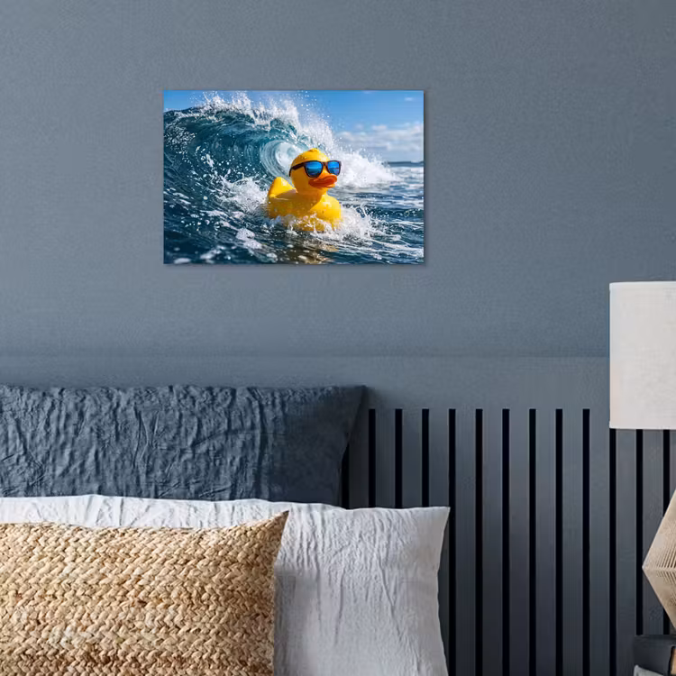 Badeend - Stoer - Golven poster papier klein -sfeer2