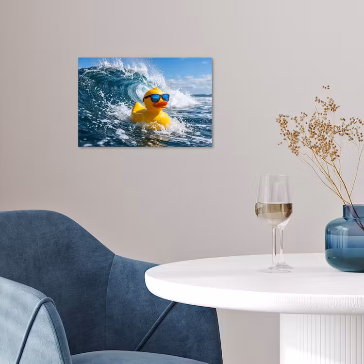 Badeend - Stoer - Golven poster papier klein -sfeer3