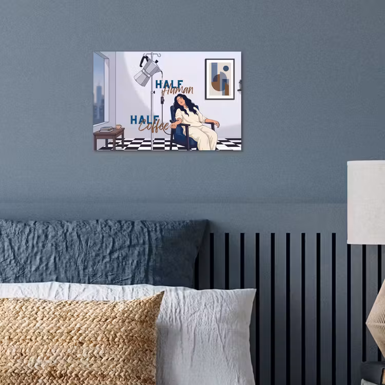 Half human, Half Coffee - Infuus - Koffie poster papier klein -sfeer2