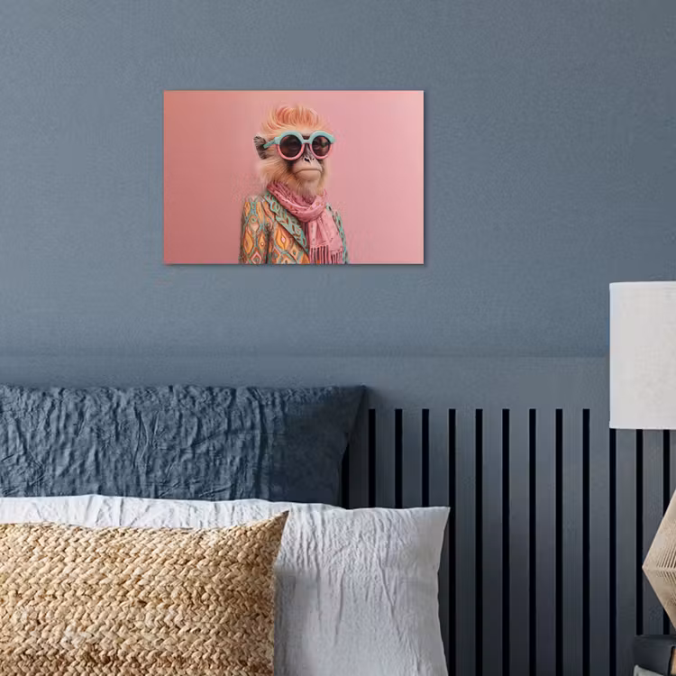 Sjaal - Aap - Zonnebril - Jasje poster papier klein -sfeer2