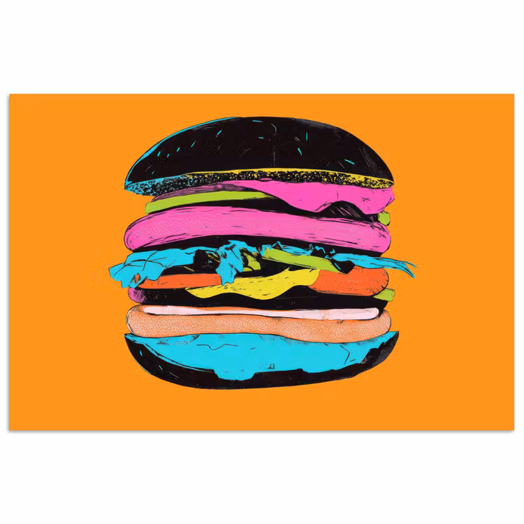 Hamburger - Kleurrijk - Speels poster papier klein -3d