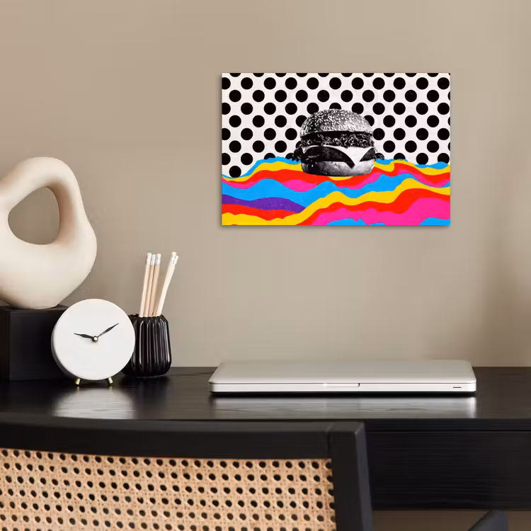 Hamburger - Stippen - Golven - Kleuren poster papier klein -sfeer1