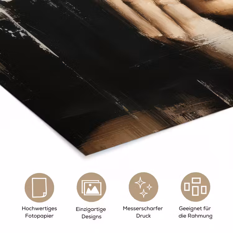 Hand - Gezicht - Strepen - Abstract poster papier klein -tcloseup_DE
