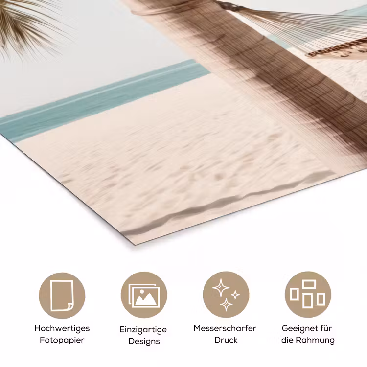 Hangmat - Palmbomen - Strand - Zee poster papier klein -tcloseup_DE