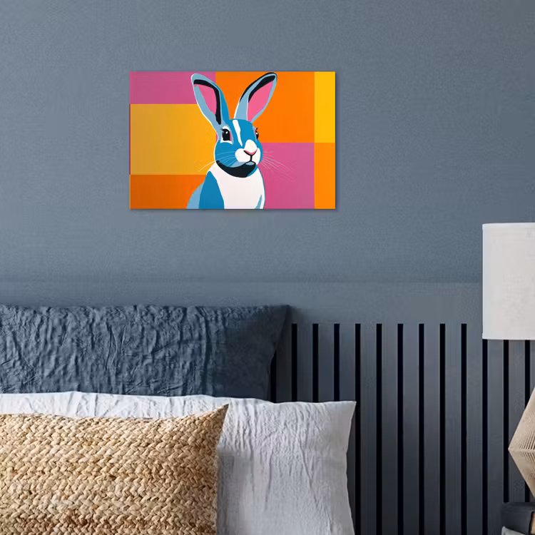 Haas - Kleurvakken - Oren - Roze poster papier klein -sfeer2