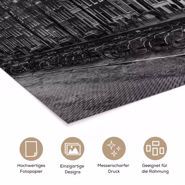 Huis - Gracht - Amsterdam - Architectuur - Zwart-wit poster papier klein -tcloseup_DE