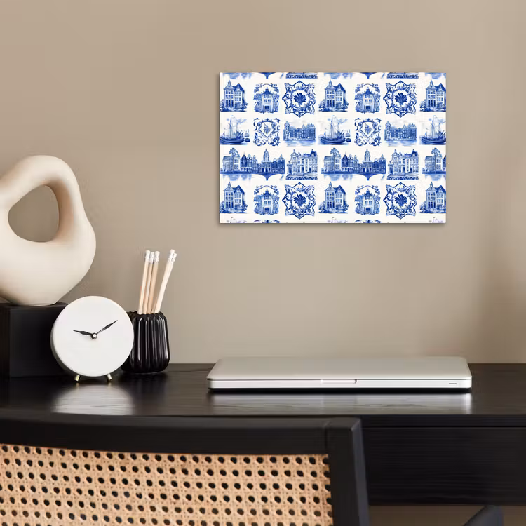 Huizen - Schepen - Blauw poster papier klein 62 -sfeer1
