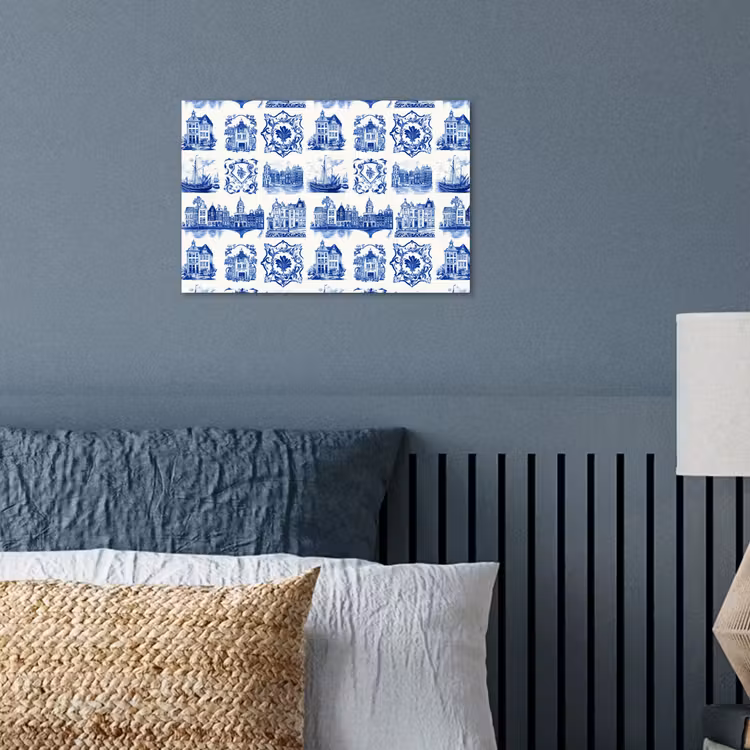 Huizen - Schepen - Blauw poster papier klein 62 -sfeer2