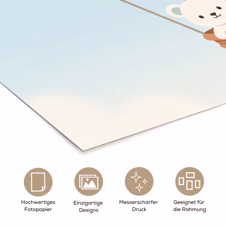 Luchtballon - Beren - Pastel poster papier klein -tcloseup_DE