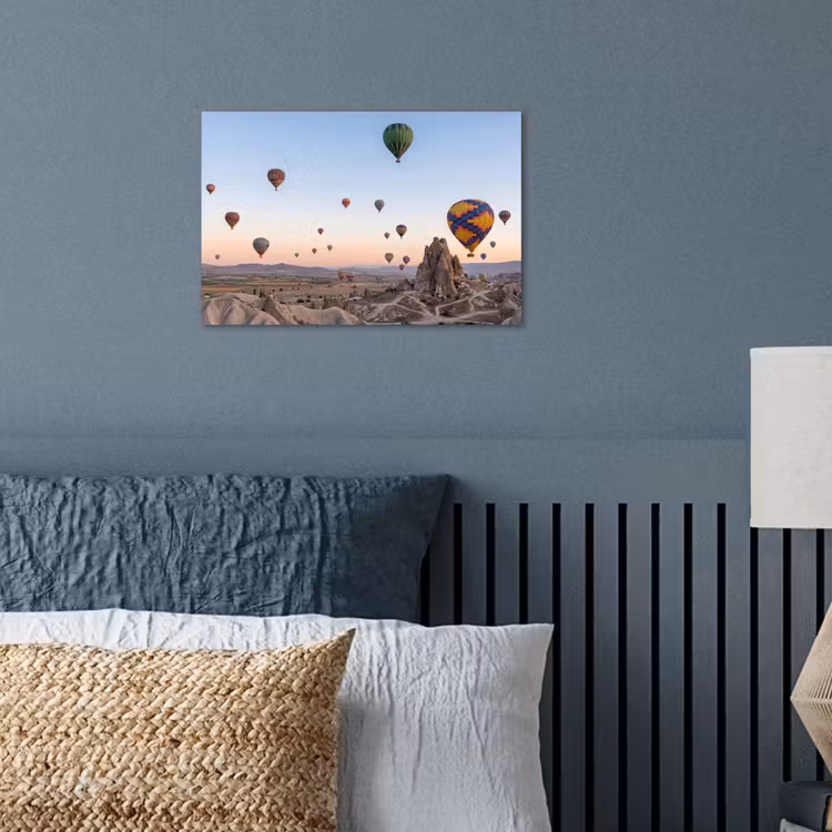 Luchtballonnen - Rotsen - Zonsopgang poster papier klein -sfeer2