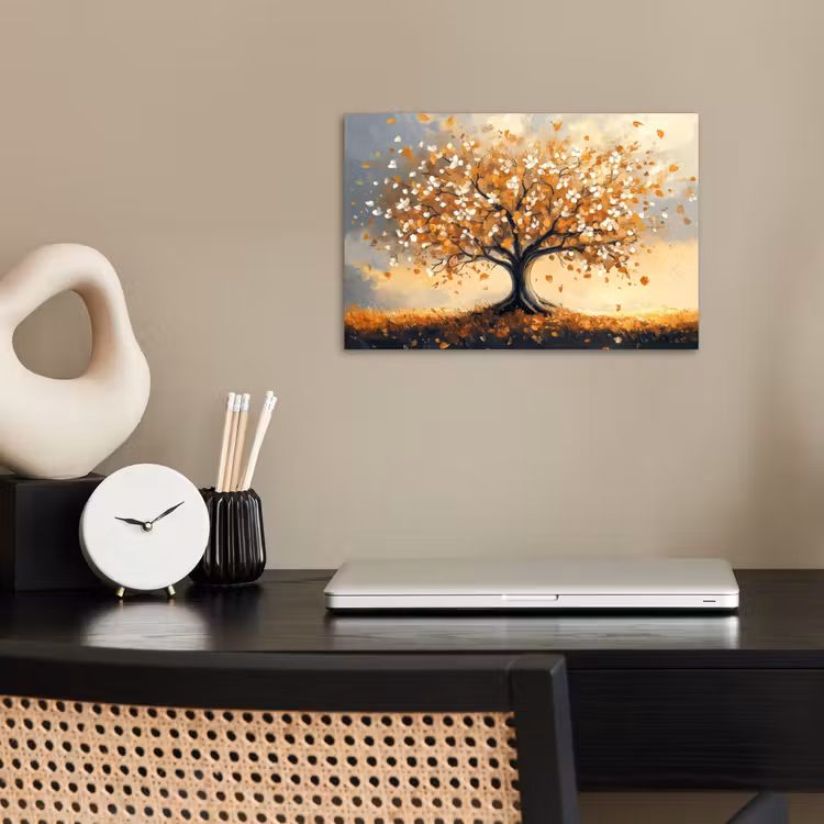 Herfst - Boom - Oranje - Bladeren - Levensboom - Abstract poster papier klein -sfeer1